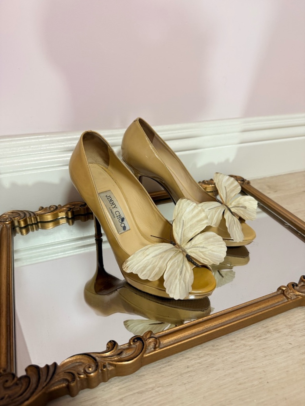 Jimmy Choo sandals shoes butterfly orchid size 6.5-7 US 37 Y2K Carrie Bradshaw